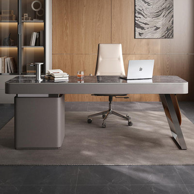 Bureau rectangulaire à 6 tiroirs en bois massif et manufacturé
