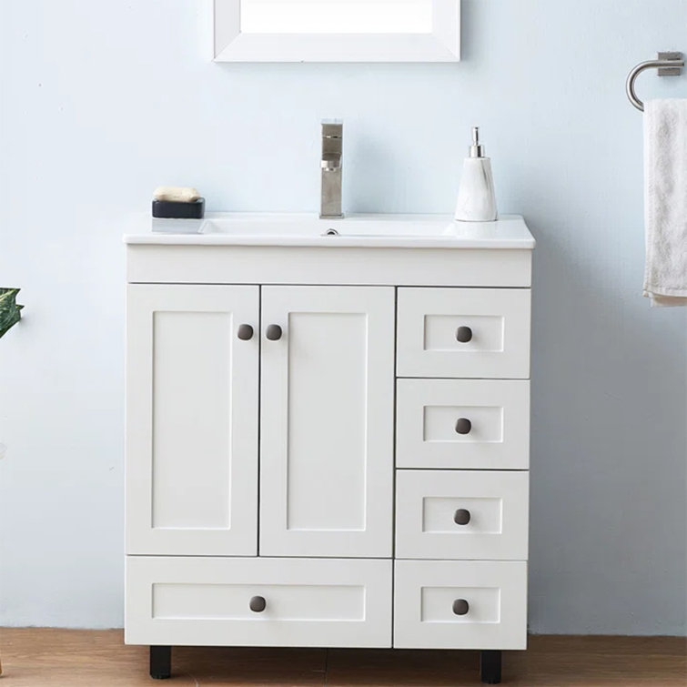 Marquese 32" W Matte White Free Standing Single Bathroom Vanity With Cabinet Top