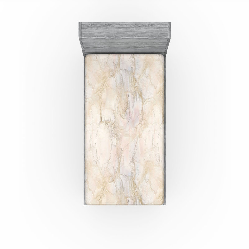 Drap-housse orange Ambesonne, Marbre beige, Drap-housse pour lit simple TG