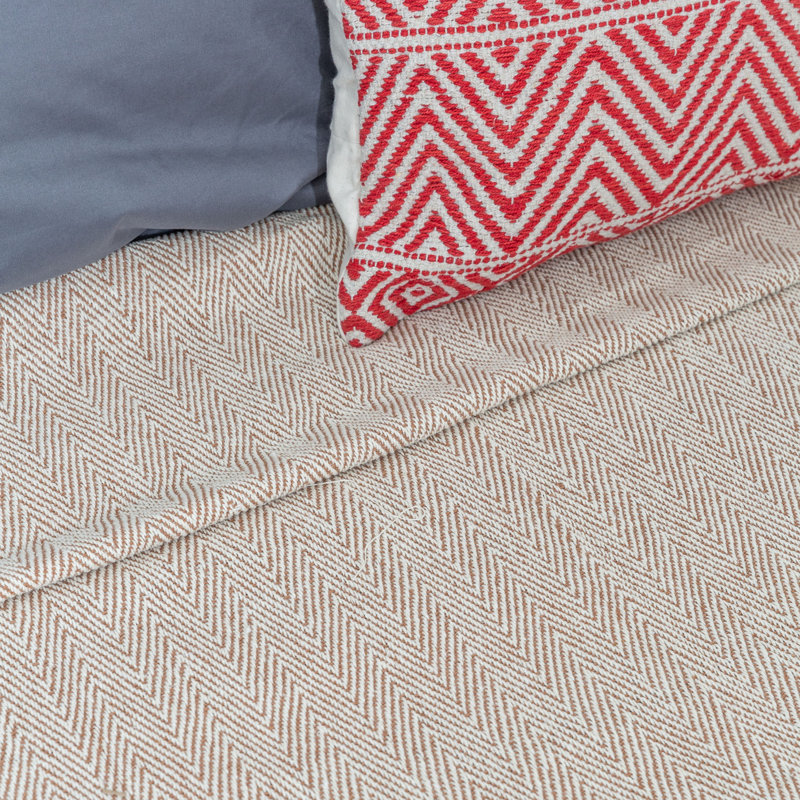  Jeté en coton à chevrons, Taupe, l 90 po x L 100 po