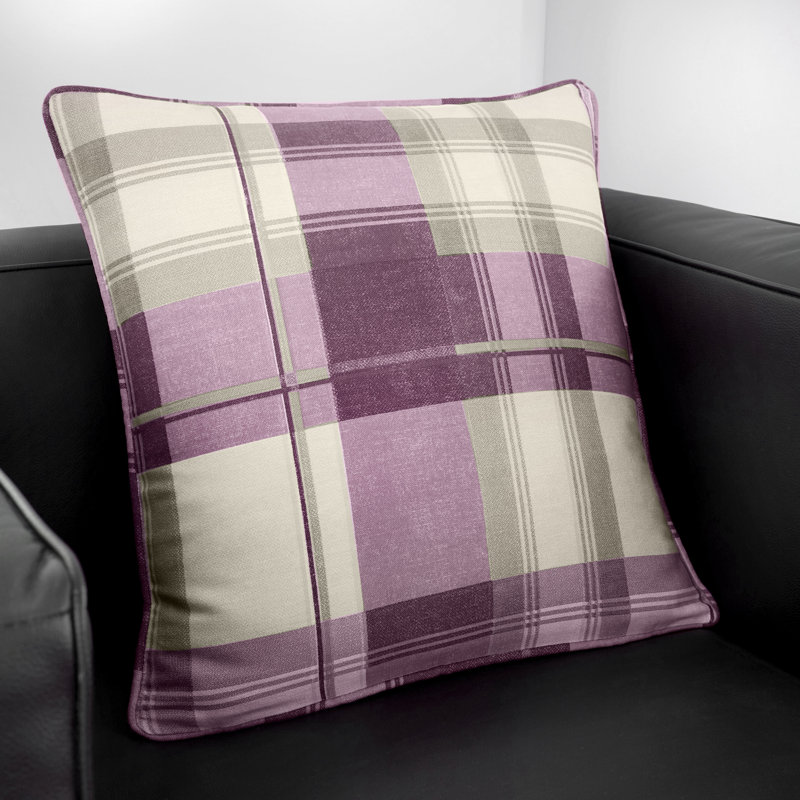 Plaid Square Cushion Cover, Green, Polyester