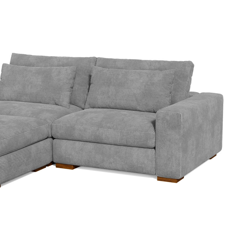 Alahya 3 - Piece Upholstered Sectional, Dark Gray Corduroy