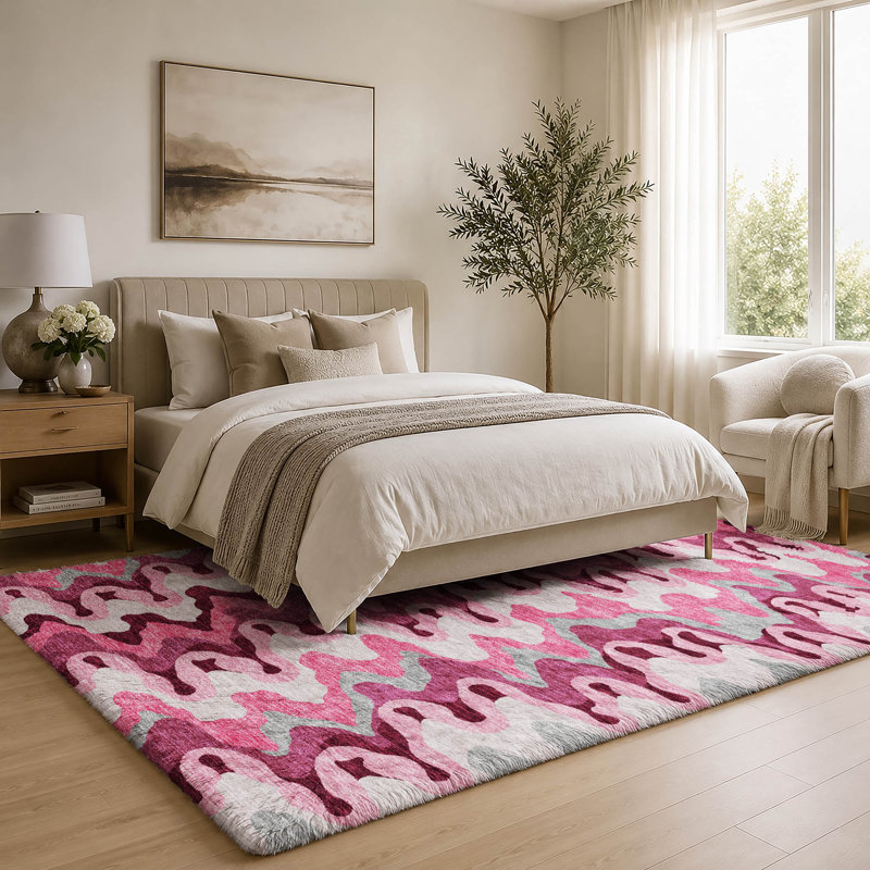 Tapis Dream Shag Waves ADS750 lavable à la machine de qualité supérieure, Blush, 10' x 14'