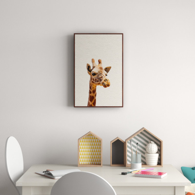 «Giraffe Head», reproduction sur toile avec cadre flottant, H 18 po x l 12 po x P 1,5 po