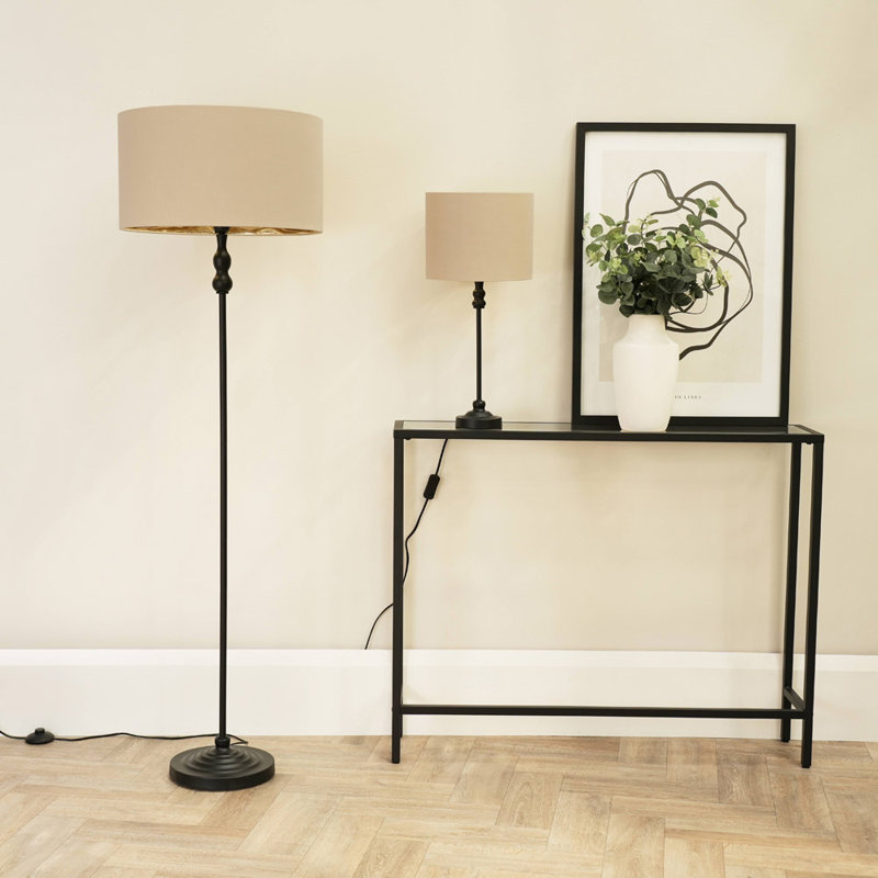 Reselva 151cm Traditional Floor Lamp, Beige, Black