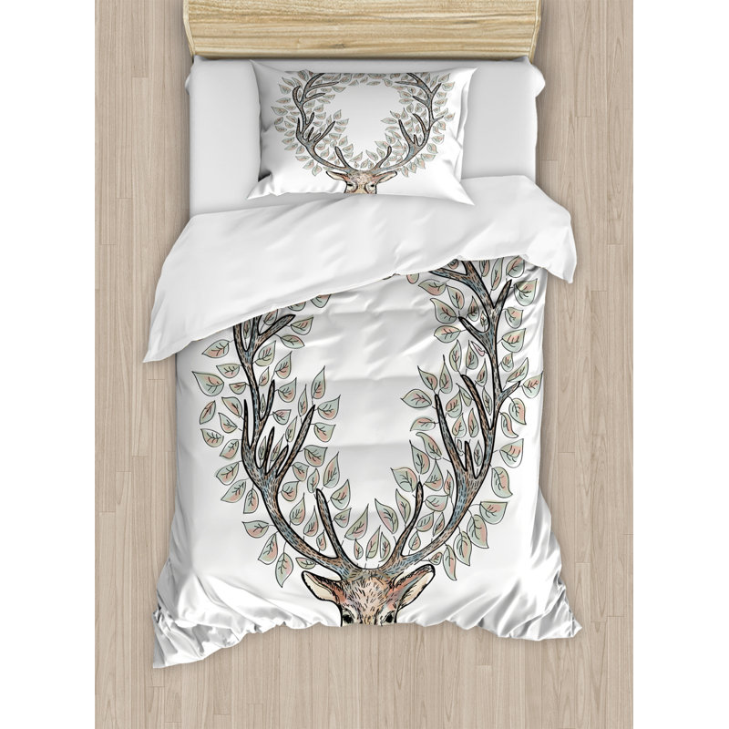 Rustic Polyester Floral Duvet Cover, Twin Duvet Cover + 1 Pillow Sham