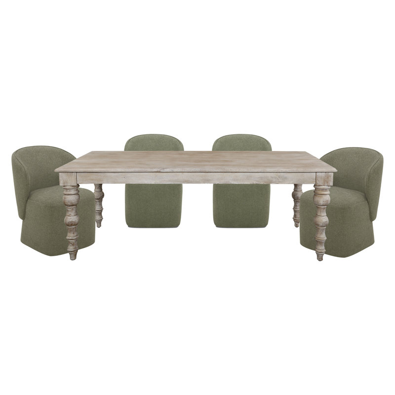 Imogen 84 In. Rectangular Dining Table With 4 Upholstered Chairs