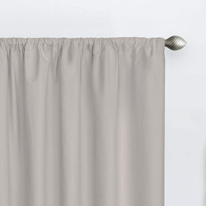 Eclipse Kids Macklin Solid Thermaback Blackout Rod Pocket Window Curtain Panel, Gray, 42" W x 84" L