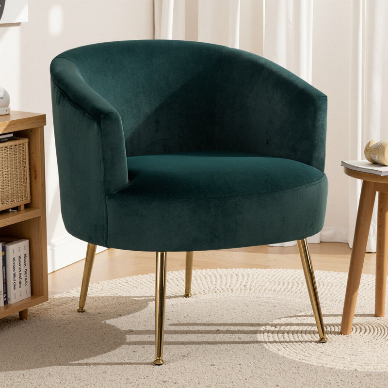 Velvet and Teddy Fabric Accent Chair With Metal Legs, Green Velvet