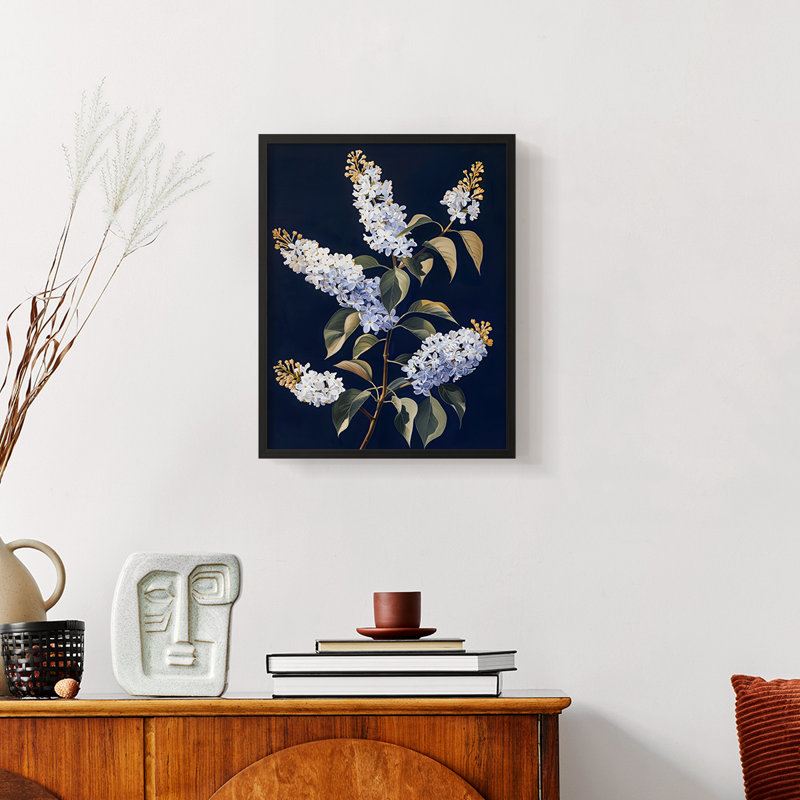 FLORAL Series CLX - reproduction encadrée de qualité supérieure - prête à être accrochée - aucun clou requis, Noir