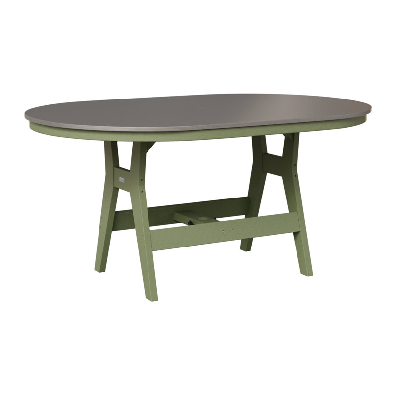 Table de bar berlinoise Berlin, Acier inoxydable martelé, H 38,87 po x l 64 po x P 44 po, Sauge