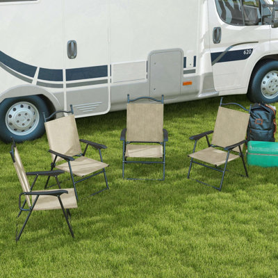 Ensemble de 4 chaises de patio pliantes en métal avec design rétro Outsunny