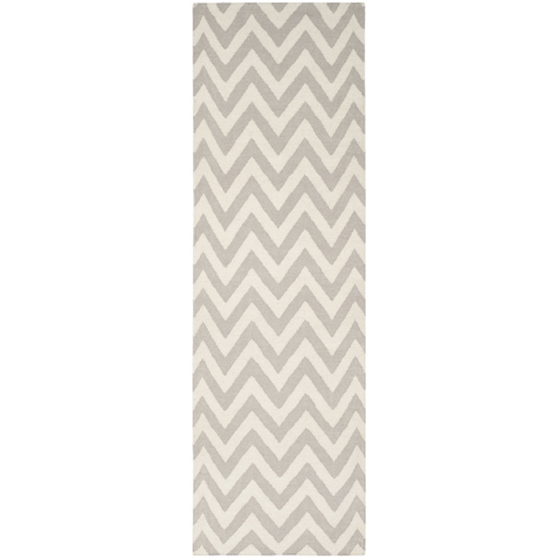 Mars Chevron Wool Hand Woven Area Rug, Runner 76 x 183 cm