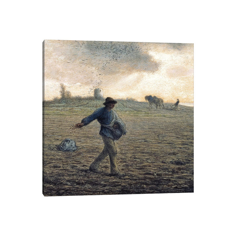 The Sower (Private Collection) by Jean-Francois Millet - 1 Piece Wrapped Canvas Painting, 45.72cm H x 45.72cm W x 1.91cm D