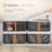 4 Pack Plastic Collapsible Storage Bins with Door and Wheels, Stackable Organizer with Lid and Handle-393570054