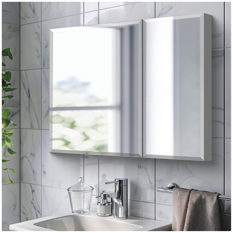 Armoire à pharmacie 30 po x 26 po avec miroir à fixation en surface ou encastré en aluminium