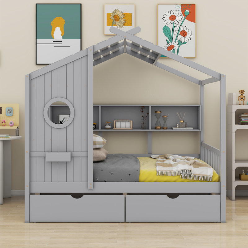 Baldoni Bookcase Bed, Gray