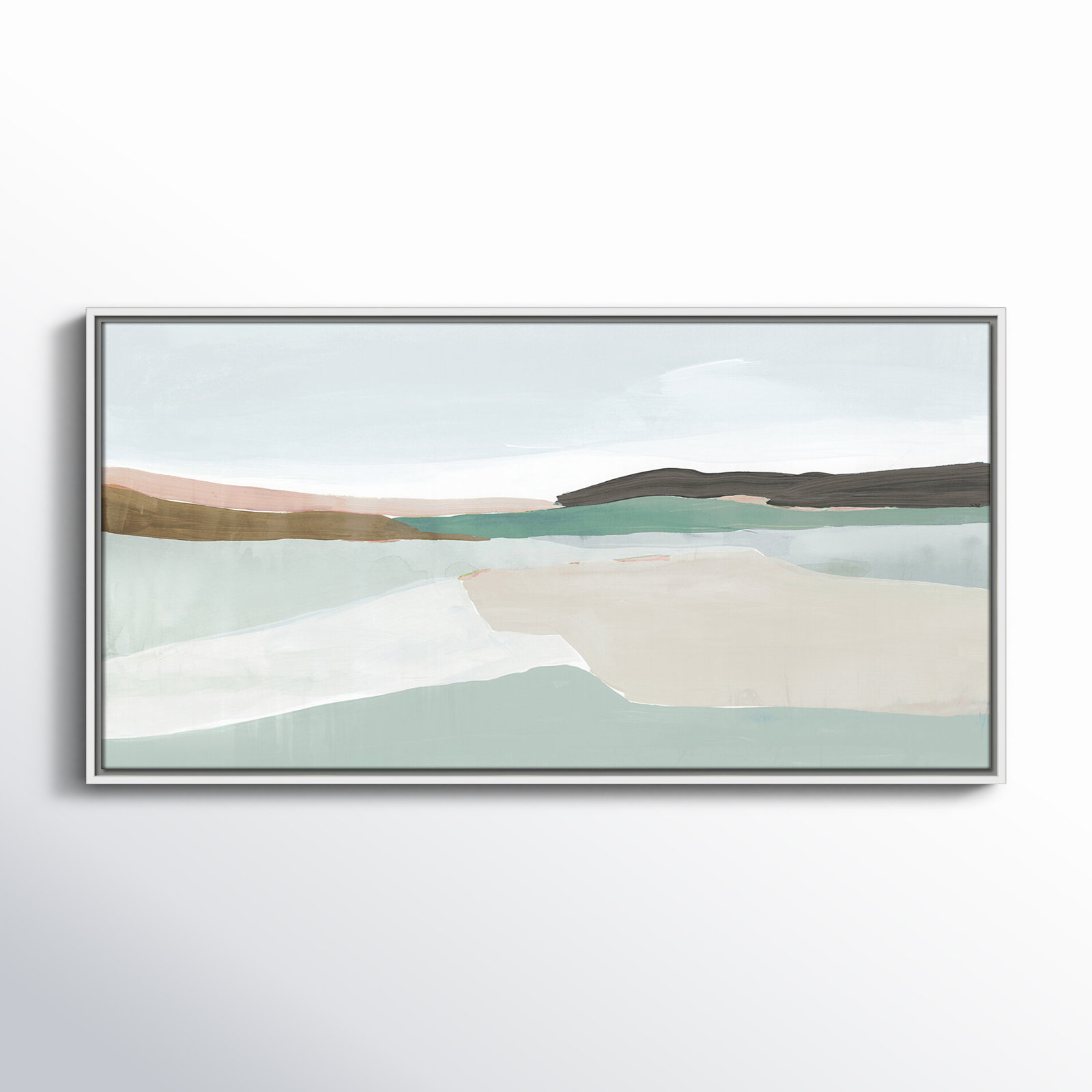 Ali "Sole of the Land I" Painting, 19.5" H x 37.5" W, White