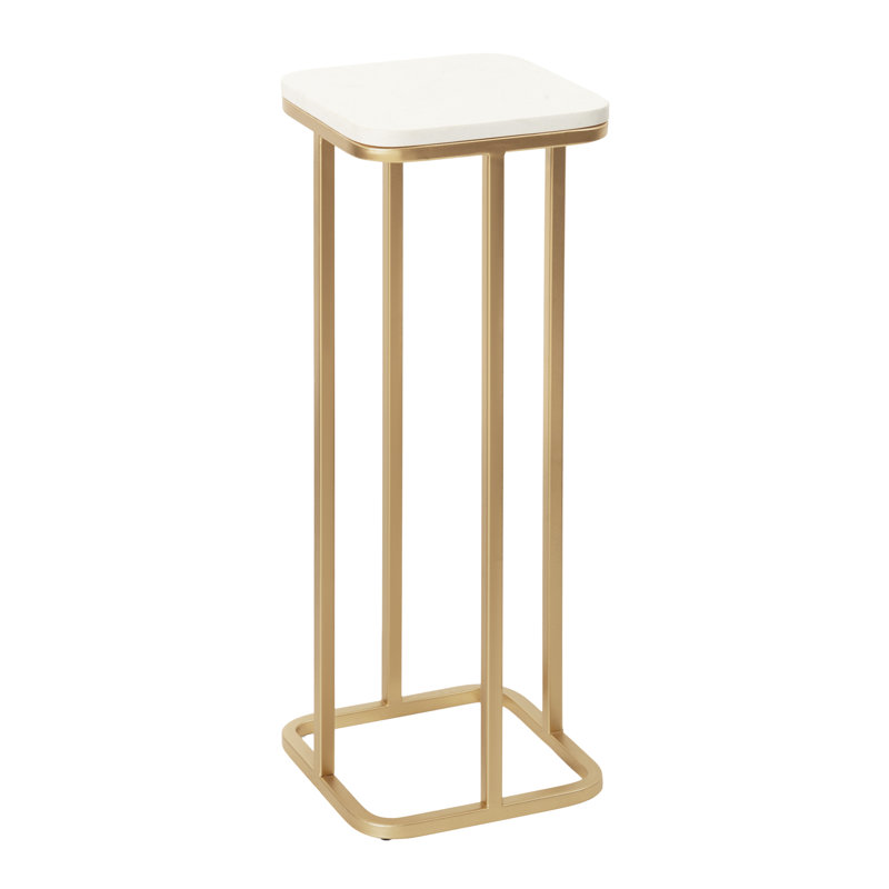 Irihanna Faux Marble Square Drink Table , Gold