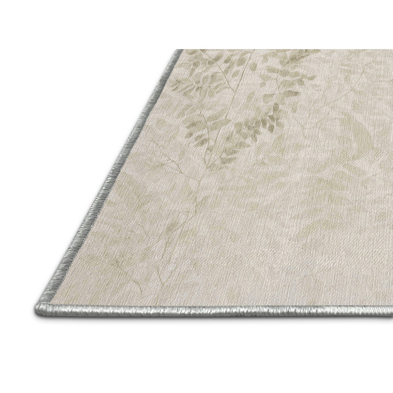 Machine Washable Beige Area Rug, Rectangle 6' x 9'