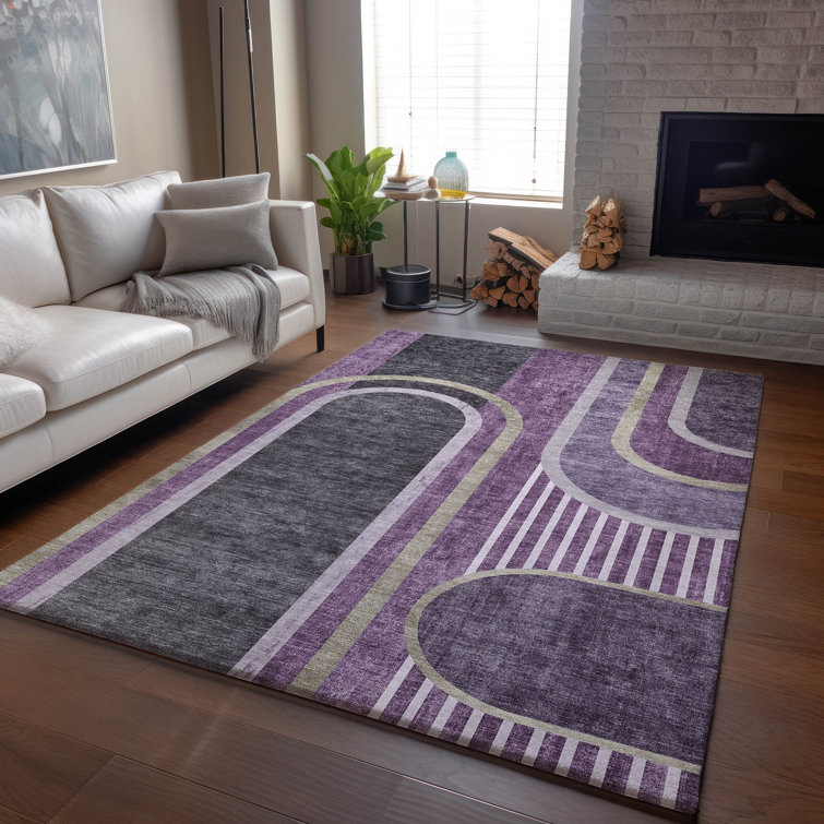 Premium Machine Washable Cerrito AMF532 Purple Rug