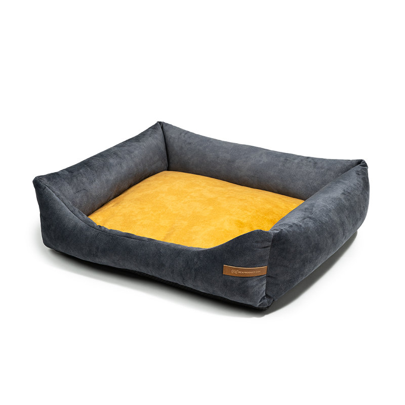 Orthopedic Memory Foam Pet Bed, 20cm H x 85cm W x 105cm D, Graphite/Yellow