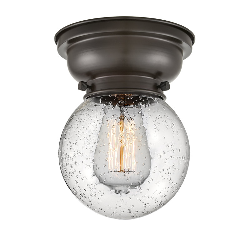 Plafonnier encastré en verre Lorri, Ampoule non incluse, Grainé, Bronze frotté à l'huile