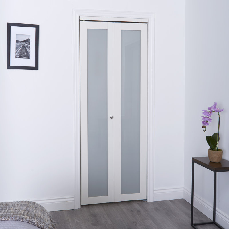 Porte pliante en verre à 1 carreau Euro, 29,75 po x 77,9375 po, Blanc cassé