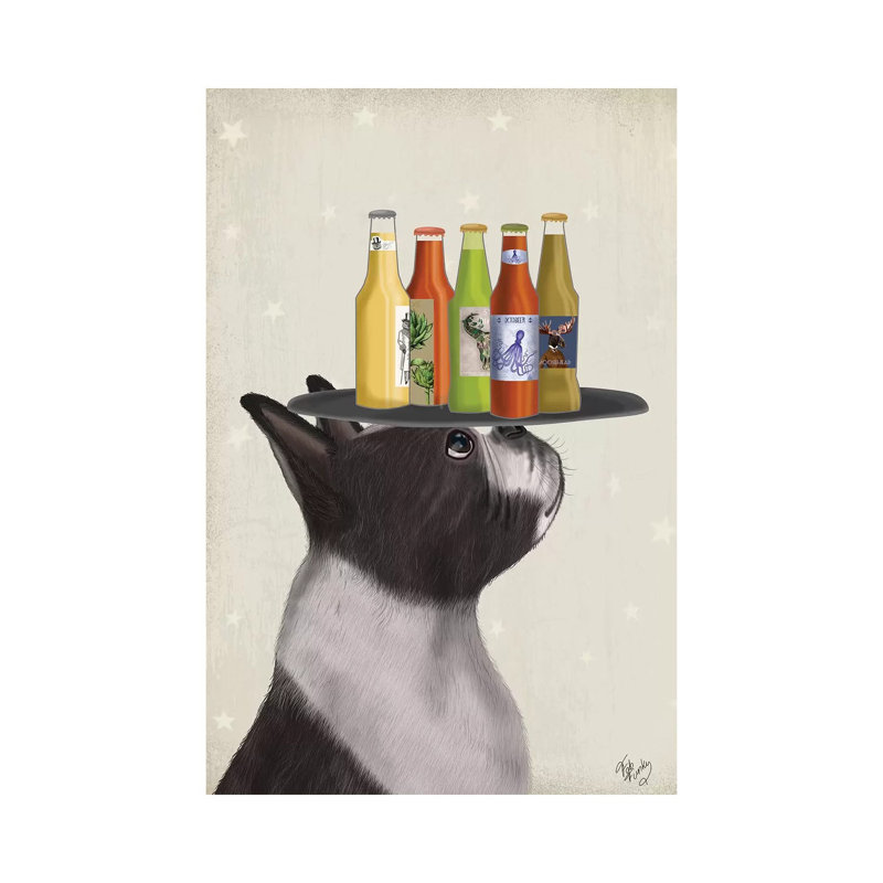 Boston Terrier Beer Lover by Fab Funky - Wrapped Canvas Print, 20.32 cm H x 30.48 cm W