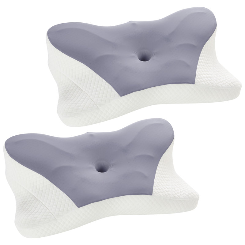 Sleeping Cervical Pillow Ergonomic Memory Foam Neck Support Pillow, Set of 2, Dark Gray, King