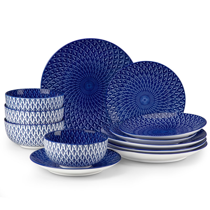 Service de table en porcelaine 12 pièces Selene, service pour 4, Diamond