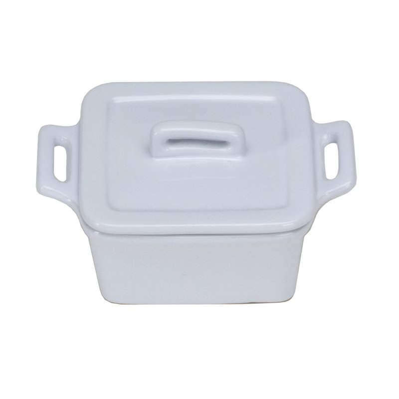 Omniware Square Stoneware 4 Piece Baker Bakeware Set, White