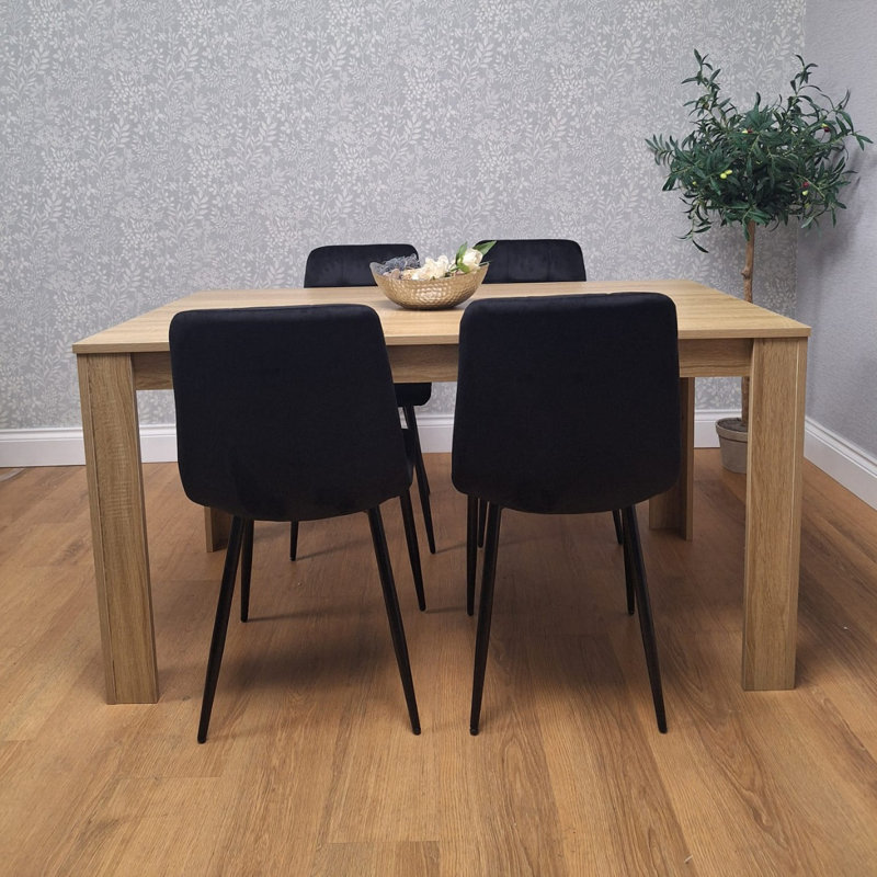 Deirdra 4 - Person Dining Set, Black, 75cm H x 117cm W x 77cm D