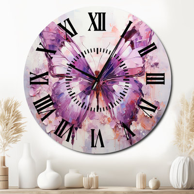 Purple Animal Amethyst Butterfly Delicate - Animals Black Face Wall Clock