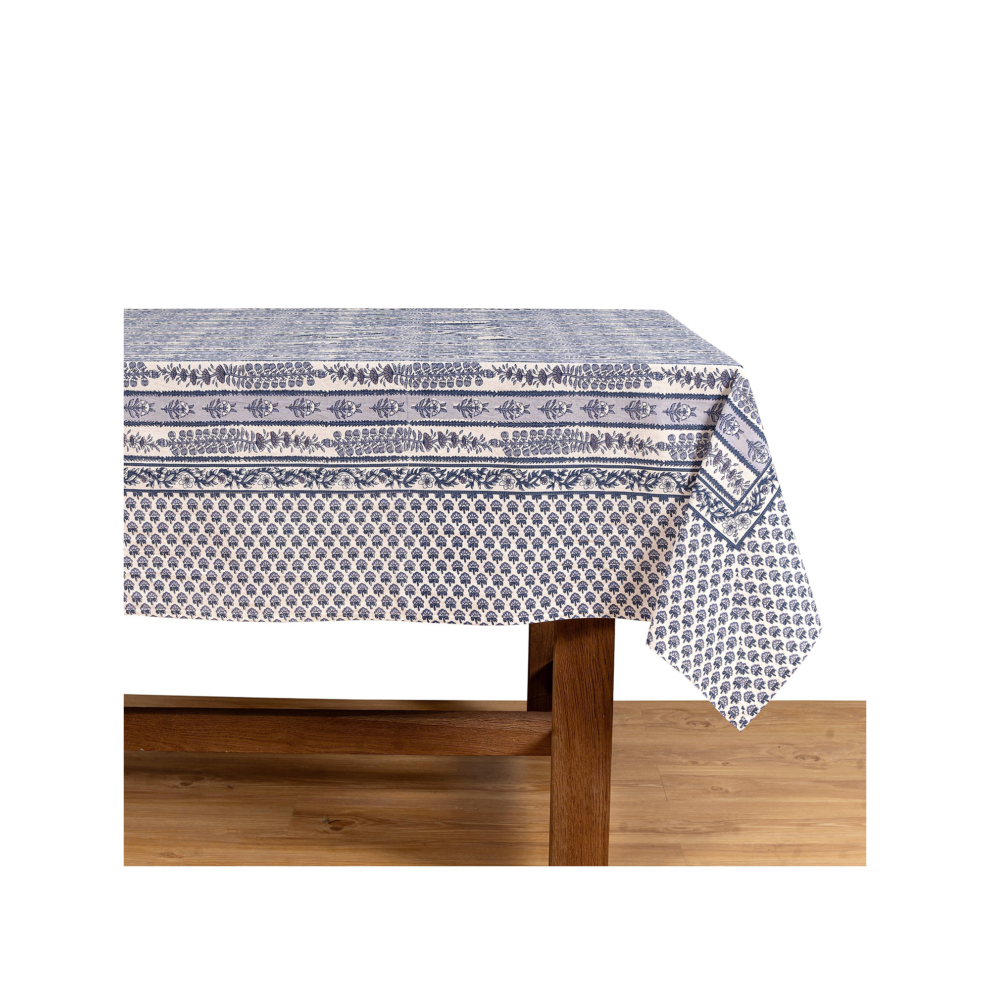 Charlemont Floral Tablecloth, 142" x 71", Blue/Marine