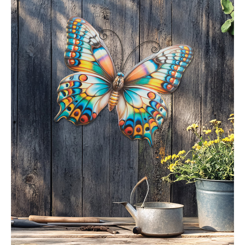 Décoration murale papillon en verre et métal 20 po Garden Vibe, Multi, Grand
