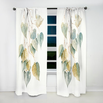 Green Leaves Minimalism Charm II - Leaves Curtain - Room Darkening Floral Curtain - 1 Panels