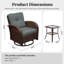  Chaises pivotantes en osier 3 pièces avec coussins gris foncé-826213584
