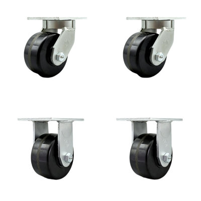 Extra Heavy Duty Phenolic Wheel Caster Set 2 Swivel 2 Rigid Set of 4 SCC