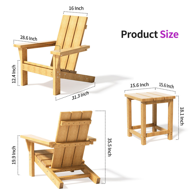 Two-person Adirondack Chair And Table Combination, Brown 