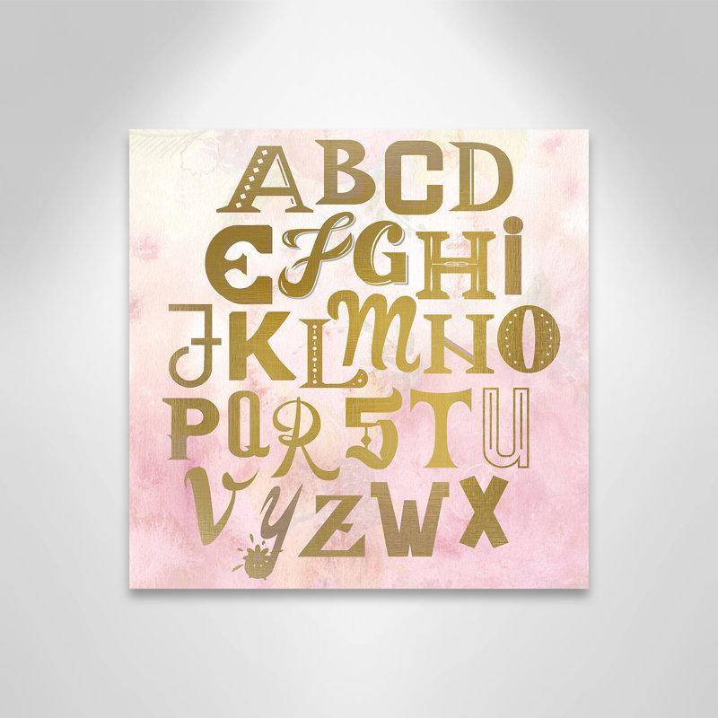 Art sur toile Abc, H 16 po x l 16 po x P 1,5 po, Rose
