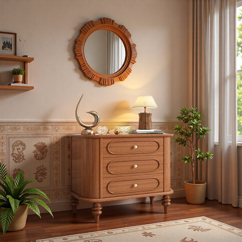 Commode d'appoint rétro, Brun, H 39,37 po x l 39,37 po x P 15,75 po