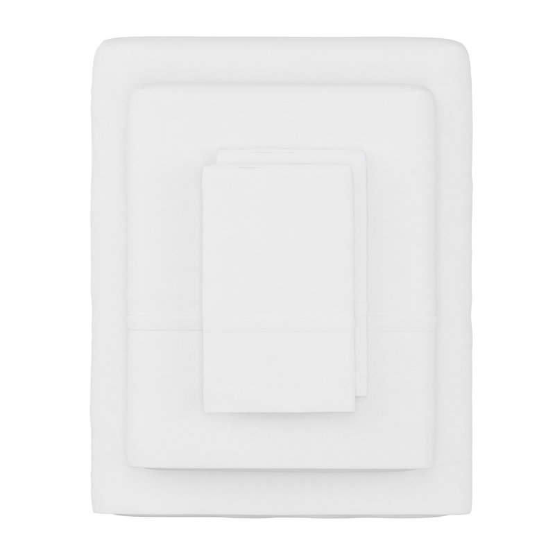 Ensemble de draps 3 pièces en microfibre brossée - Literie avec draps-housse infroissables et résistants aux taches, Blanc