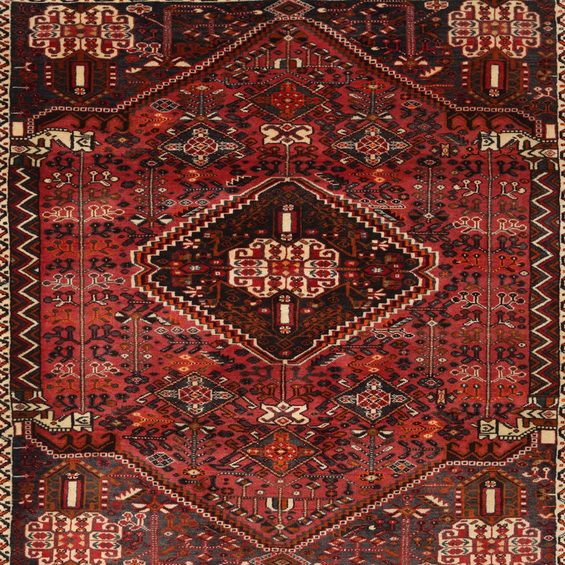 Tapis de style oriental rouge, Rond 7 pi