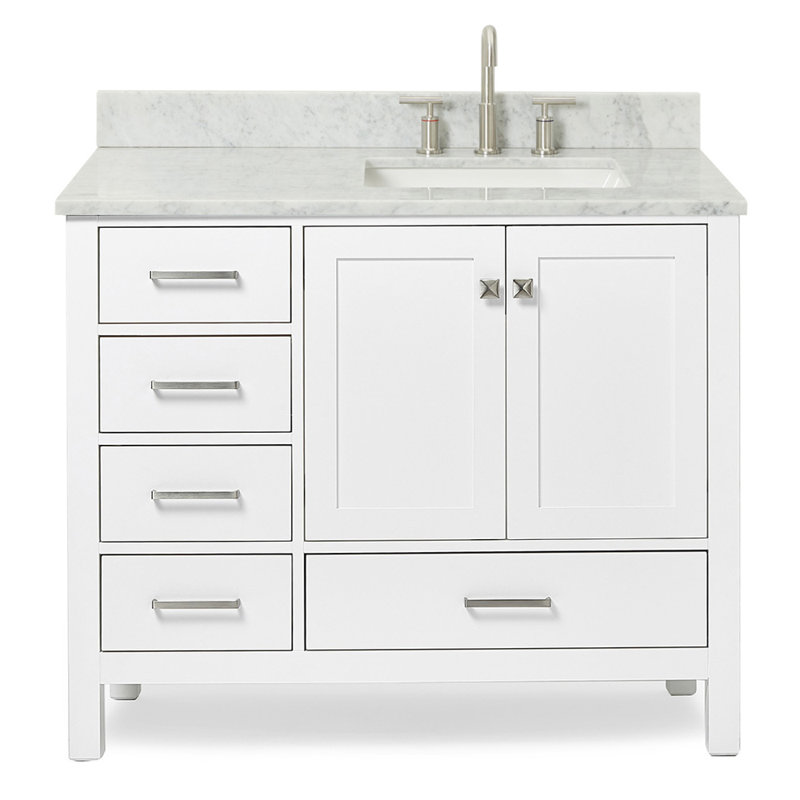 Ensemble de meuble-lavabo simple 43 po Flynt, Nickel brossé, Blanc