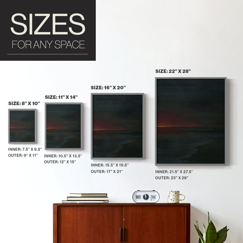 Red Nightsky II Framed Print - Solid Wood, Gray, 21" H x 17" W