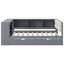 Lit plateforme simple en bois avec lit gigogne, tablettes de rangement et station de charge - tête de lit tapissier, gris-250777321-250777335