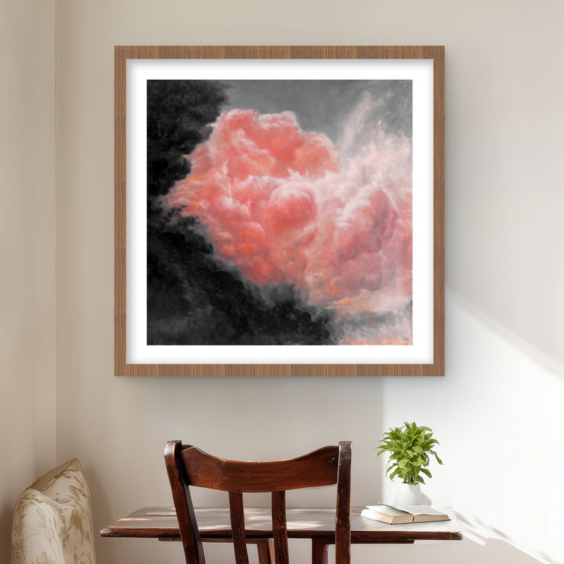 Dark Clouds - Black Satellite View Framed Matted Print Decor