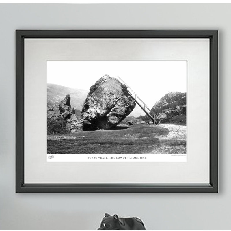 Borrowdale, The Bowder Stone 1893 by Francis Frith - Single Picture Frame Print, 28cm H x 36cm W x 2.3cm D