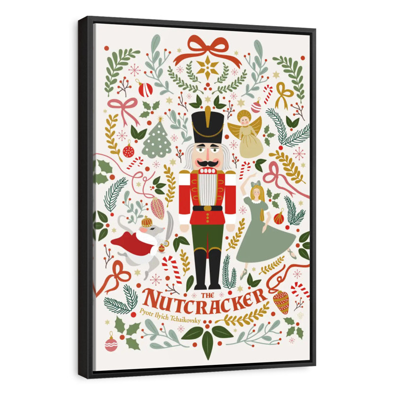 Nutcracker Christmas, 13" X 19", Floating Frame Black